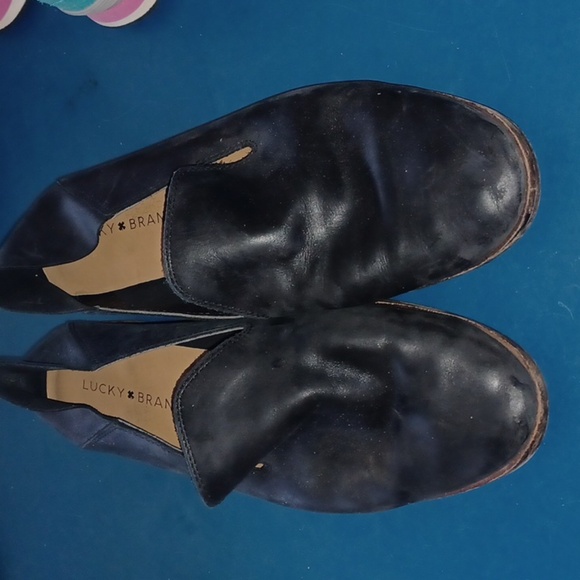 Lucky genuine real leather loafer slide on mini heel shoe man made cahill - Picture 1 of 5